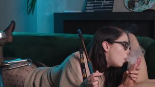 Girl in Glasses Smokes and Sucks Big Cock while I Cunnilingus her in 69 position
