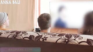 A girl risks to be caught by her husband while sucking a stranger's cock