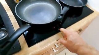 Bad Volodya fucks Asian rice according to his own way in the kitchen