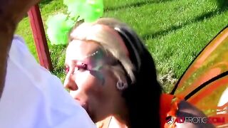Tattooed cosplay model Lily Fatale gets fucked outdoors hard