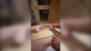 This guy masturbates while in sauna... I saw him and deepthroated his huge dick