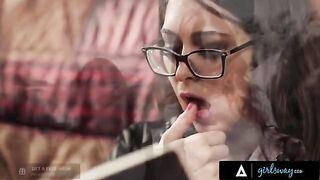 An investigator, portrayed by the stunning Riley Reid, rubs her pussy while imagining the missing girls in a fantasy scene