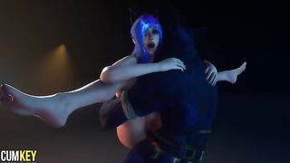 Furry Cat Girl gets her pussy filled with cum by a huge cock monster