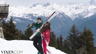 A young girl, the famous ski bunny Sonya, is having passionate sex in the Alps