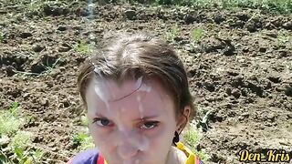 A cute girl gets a lot of warm cum on her face, hair, and clothes in this hot compilation