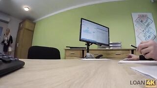 Business lady needs money, so she has sex with the bank officer