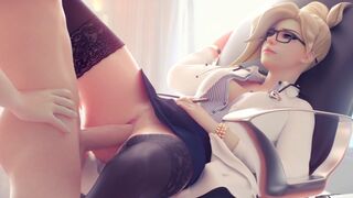 Overwatch Mercy animated video with a hot compilation