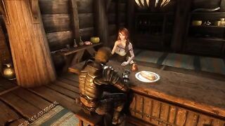 A traveler has sex with the tavern keeper Ysolda in Skyrim