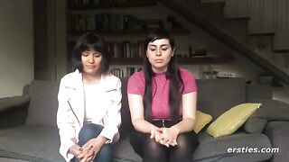Two hot lesbian friends are having fun with a strapon
