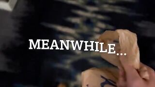A blue-haired delivery girl gets fucked hard by the delivery guy in a steamy scene