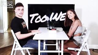 The HGF Experience Live Sex Gameshow - Petite babe gets handled by hunk