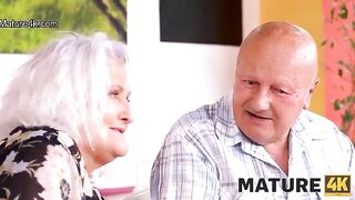 A mature woman has sex in front of her husband with a guy