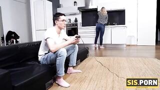 The sexy girl with small boobs fucks her stepbrother on sis.porn