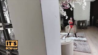 Brenna Sparks checks her stepdaddie’s cock in POV style