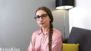 A hot brunette has sex at home with her English tutor, showcasing passion