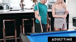 Roommates Paige Owens and Kay Lovely fuck with a young man