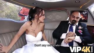 The bride allowed her husband to watch her getting her ass scored in the car
