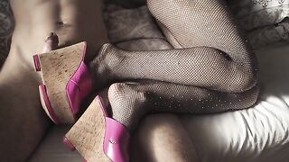 A sexy girl in high heels and pantyhose is always ready for a good time