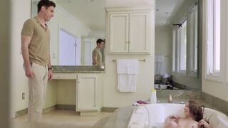 Rebel Lynn gets her tight pussy smashed by a big cock in the bathtub