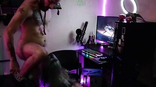 A sexy gamer girl gets her pussy railed while playing Destiny 2