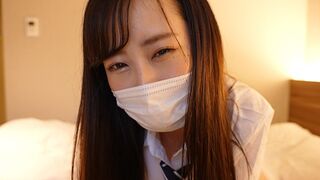 A Japanese girl in a sailor suit masturbates the guy’s dick