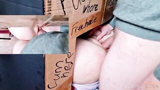 The girl in Glory Hole was fucked by three guys in a row