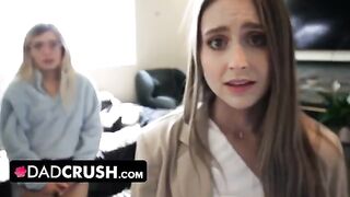 Two stepdaughters get punished by their stepdad in a taboo scene