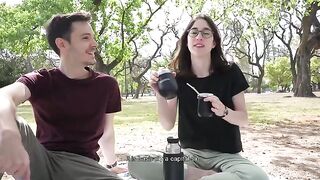 A day at the park ends up with a couple having a public blowjob session