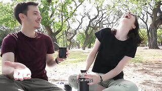 A day at the park ends up with a couple having a public blowjob session