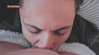 A juicy woman in pajamas has passionate sex with her husband on cam