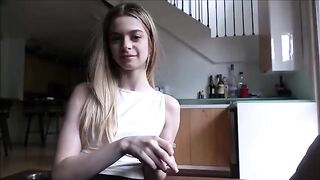 The 18-year-old girl practices sex with her stepfather using a role-playing approach