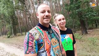 They are watching me while I blow Mateo's huge cock and swallow his cum in the woods
