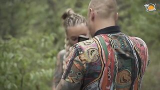 They are watching me while I blow Mateo's huge cock and swallow his cum in the woods