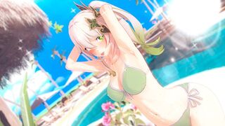 The beautiful girl is fucking with her boyfriend in a Genshin Impact scene