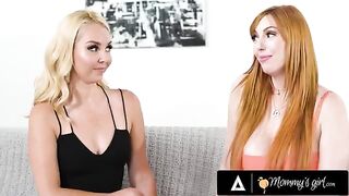 Lauren Phillips, the busty redhead MILF, swaps her tight cunt with her stepdaughter in a steamy foursome