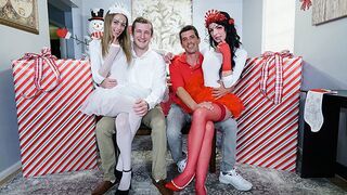 Stepdad fucks his cute stepdaughters Kyler Quinn and Alice Pink in a taboo swap