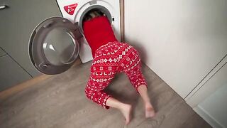 A step mom got stuck in the washing machine and her stepson filmed it