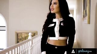 Bella Rolland cheats on her GF with a stacked mistress in a steamy scene