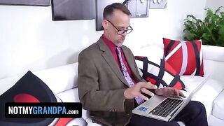 Redhead teen Madi Collins gets her pussy railed by old pervert in taboo roleplay