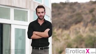 Two cute girls are having fun with a guy in an erotic threesome