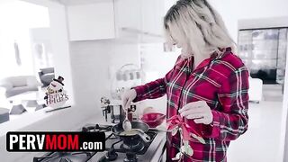 Busty stepmom Cory Chase gifts her son a present before Christmas
