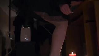 Hot white stocking footjob action with lots of cum involved