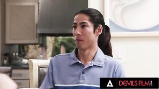 A horny guy can't resist his GF's sexy stepsister, who loves to show off