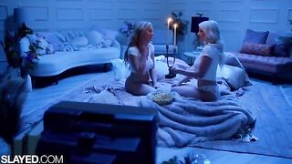 Two voluptuous girls Skye and Blake have amazing lesbian sex