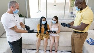 Two step-daughters get their pussies wiped and fucked by their Dads