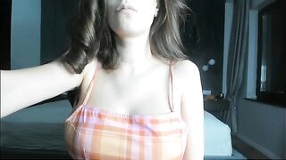 A cute pregnant girl enjoys her big belly and tight boobs in a steamy session