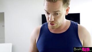 Jessie Saint asks her Stepbro to help with stretching exercises
