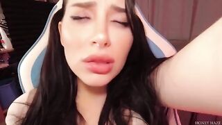 A cute girl was playing a game with her boyfriend but she cheated