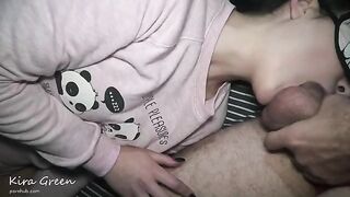 A sexy woman got two cocks in her pussy and mouth