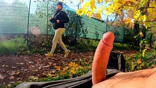 Stranger titty fucks the slutty MILF in the park